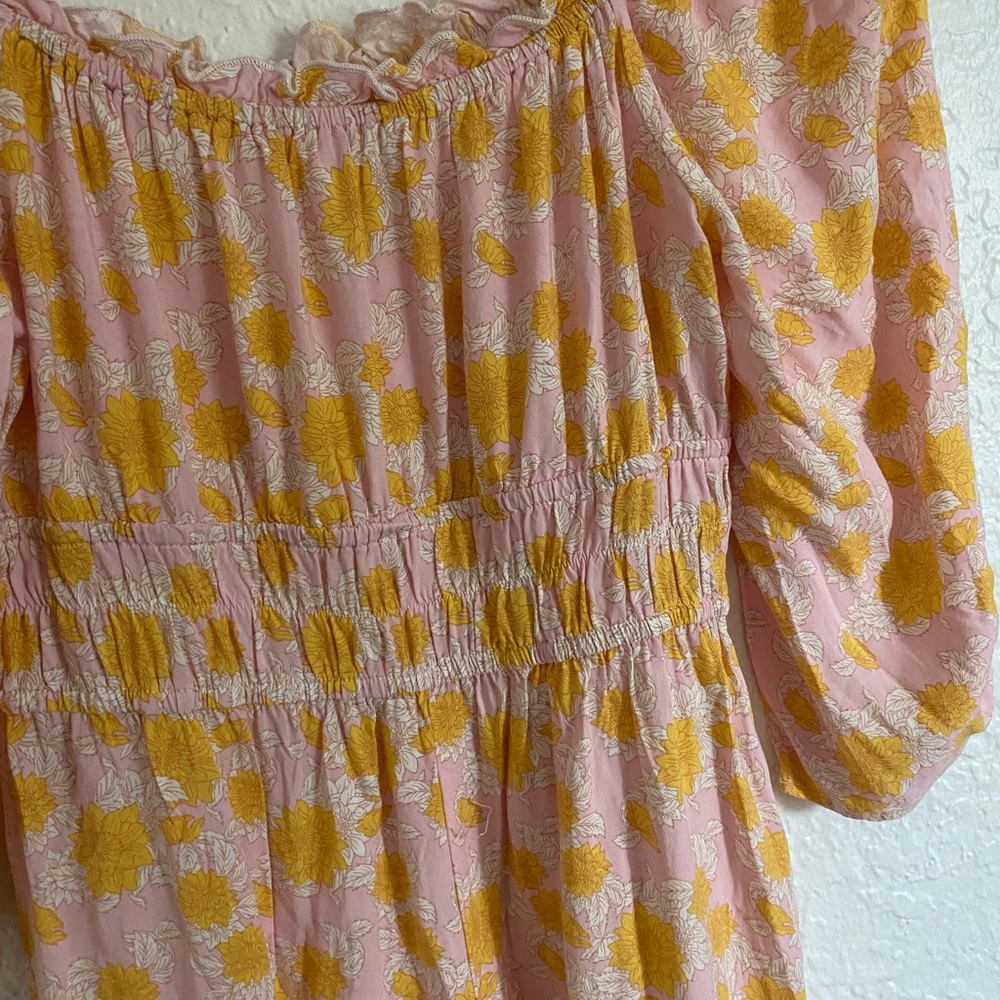 Summer Pink & Orange floral midi dress